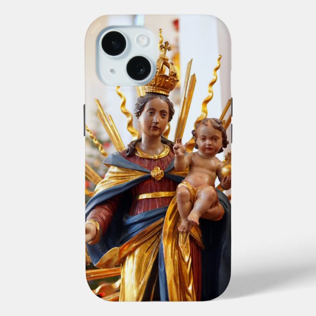 Coques Case-Mate iPhone Reine du Ciel Vierge Marie Bébé Jésus chrétien (Verso)