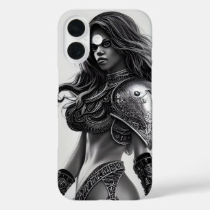 Coques iPhone 16 Reine guerrière noire et blanche d'Afrique