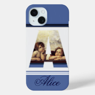 Coque Pour iPhone 15 RENAISSANCE ANGEL A LETTRE Aile Cherub Monogramme