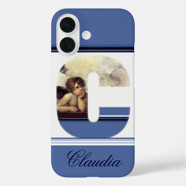 Coques Case-Mate iPhone RENAISSANCE ANGEL C LETTRE À ailes Cherub Monogram (Verso)