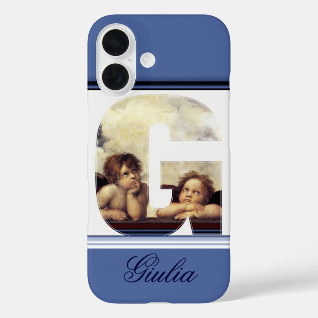 Coques Case-Mate iPhone RENAISSANCE ANGEL G LETTRE Aile Cherub Monogramme (Verso)