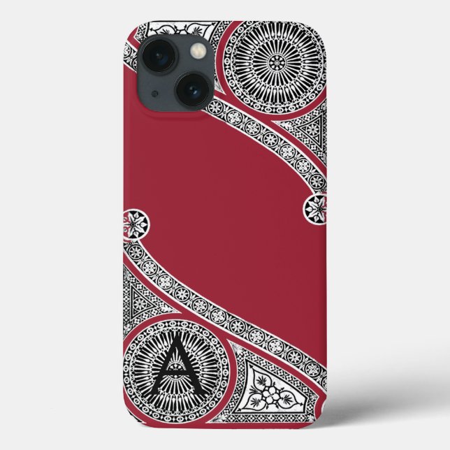 Coques Case-Mate iPhone RENAISSANCE ARCHITECTURE Marsala Monogramme rouge (Verso)