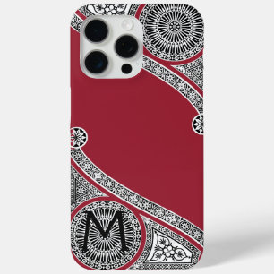 Coque iPhone 15 Pro Max RENAISSANCE ARCHITECTURE Marsala Monogramme rouge