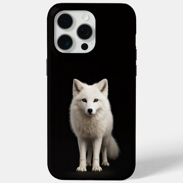 Coques Case-Mate iPhone Renard arctique ivoire iPhone 15 Pro Max Noir 4 Lu (Verso)