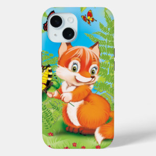 Coque Pour iPhone 15 renard et papillon