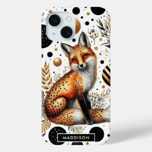 Coque Pour iPhone 15 Renard mignon et points sans couture