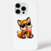 Renard Mignon Mangeant une Glace avec des Lunettes