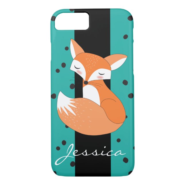 Coques Case-Mate iPhone Renard rouillé avec nom personnalisé (Dos)