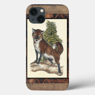 iPhone 13 Case Renard rustique sur un tronc d'arbre