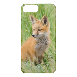 Coque iPhone 8 Plus/7 Plus Renardeau dans l'herbe près de terrier