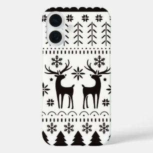 Coques iPhone 16 Rennes de Noël d'art folklorique moderne