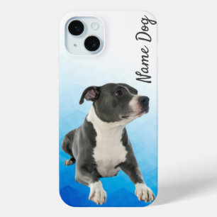 Coque iPhone 15 Mini Renommez votre chien Pitbull sur les boîtiers télé