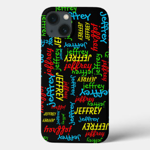 iPhone 13 Case Repeating Names Black Background, FUN