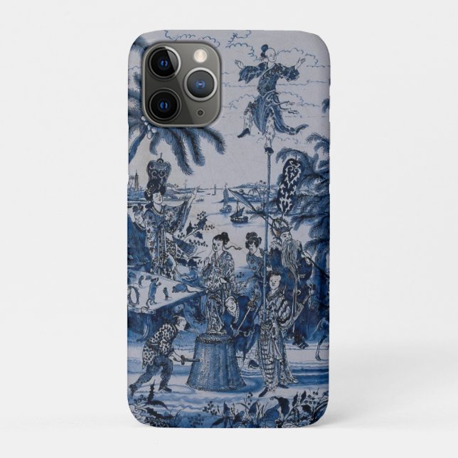 Coques Case-Mate iPhone Repro Chinoiserie Delft Carrelage bleu et blanc (Dos)
