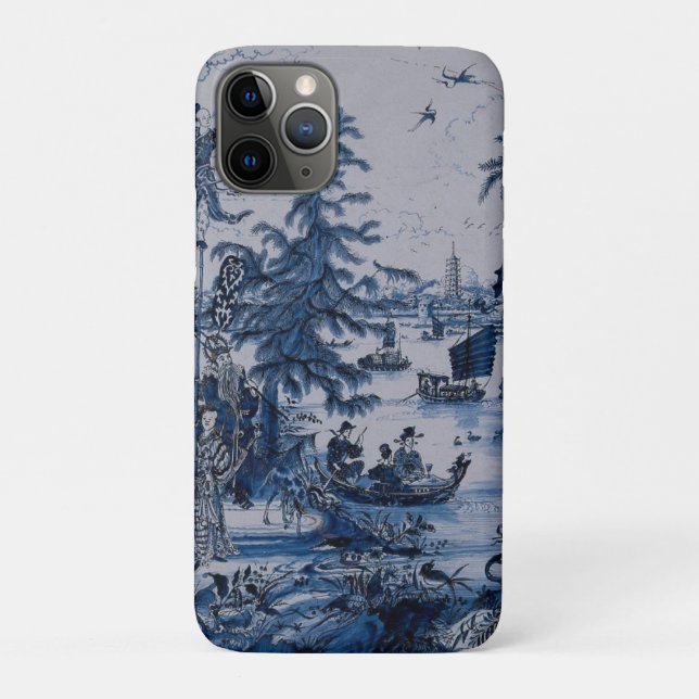 Coques Case-Mate iPhone Repro Chinoiserie Delft Carrelage bleu et blanc (Dos)