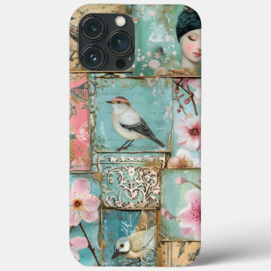 Case-Mate iPhone Case Ressorts Printemps Découpage Oiseaux Gold Rose Aqu