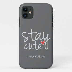 Coque iPhone 11 Restez mignon iPhone 5 à peine Il Coque, Gris