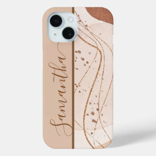 Coque Pour iPhone 15 Résumé Pailleté Or Personnalisé