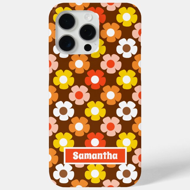Coques Case-Mate iPhone Retro Automne Fleurs Motif Brown (Verso)