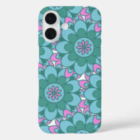 Retro Boho Turquoise Mandala Flower Motif