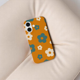 Coques iPhone 16 Retro Brown Floral Preppy Hippie Chic cadeau pour 