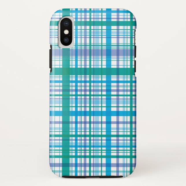 Coques Case-Mate iPhone Rétro caisse pourpre bleue de motif de contrôles (Dos)