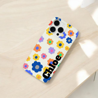 Coques iPhone 16 Pro Max Retro Chic coloré motif floral Whimsical