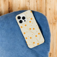 Retro Chic Orange & Beige Floral Motif Whimsical