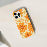 Retro Chic Orange Motif Floral Ressort Whimsical