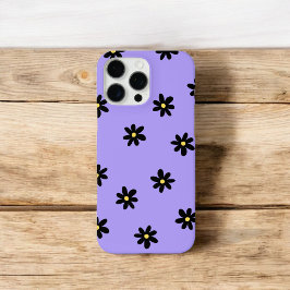 Coques iPhone 16 Pro Max Retro Chic Purple & Black Floral Motif Whimsical