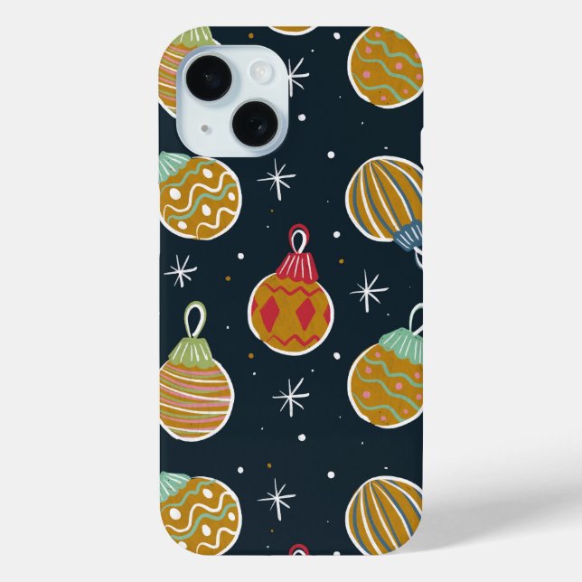 Coques Case-Mate iPhone Retro Christmas Ornament Pattern Phone Case (Verso)