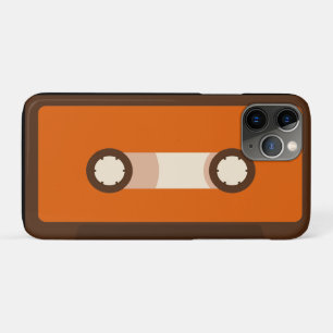 Coque iPhone 11 Pro Rétro enregistreur à cassettes orange et Brown