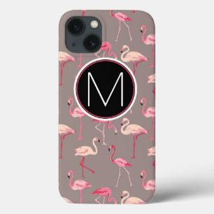 Etui iPhone 13 Retro Flamingos Monogram