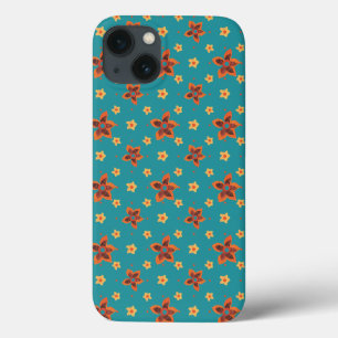 iPhone 13 Case Retro Floral et Polkas sur Turquoise iPad Mini Cas