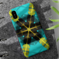 Retro Mandala Flower Blue Jaune et Noir