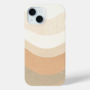 Coque Pour iPhone 15 Retro Mod Waves Earthy Neutral Design