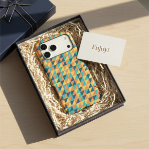 Coques iPhone 16 Pro Max Rétro Moderne Géométrique Turquoise Orange Milieu