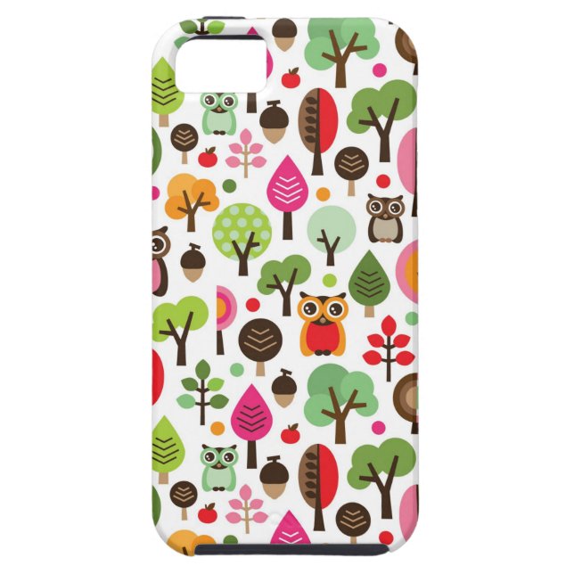 Coques Case-Mate iPhone rétro motif de hibou d'arbre rose de feuille (Dos)