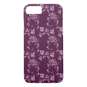 Coque iPhone 8/7 rétro motif pourpre floral