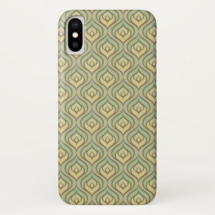 Coque iPhone X Rétro motif vert et jaune vintage