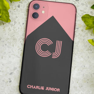 Case-Mate iPhone Case Rétro noir et rose monogrammé