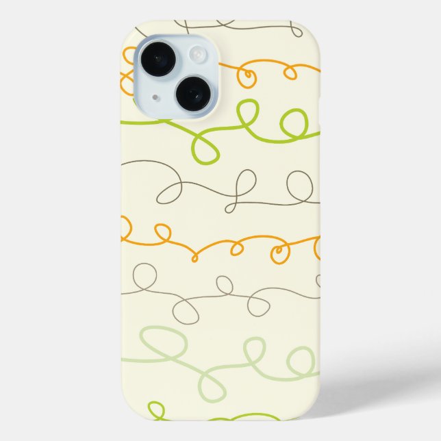 Coques Case-Mate iPhone Retro Orange Green Simple Fun Scribbles Motif (Verso)