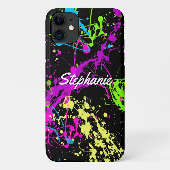 Coques Case-Mate iPhone Retro Paint Splatz Neon Personnalisé (Dos)