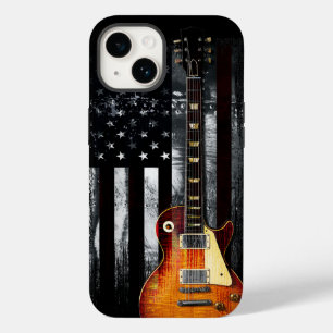 Coque Pour iPhone 14 Retro Rock N Roll American Flag Guitare