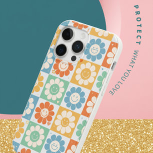 Coque iPhone 15 Pro Max Retro Smiley Daisy Flowers Motif coloré iPhone