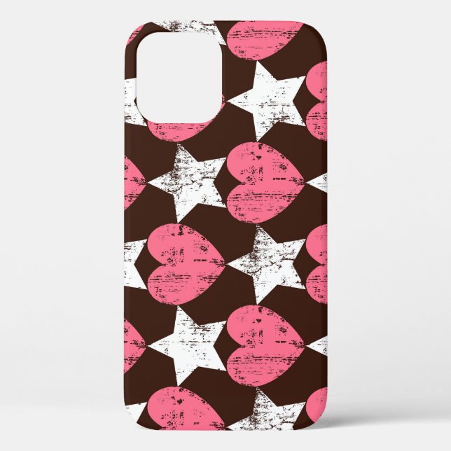 Coques Case-Mate iPhone Retro Threadbare Hearts Stars Texture (Verso)