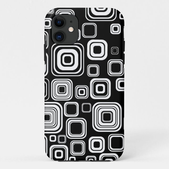 Coques Case-Mate iPhone Rétros carrés noirs et blancs (Dos)