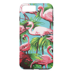 Coque iPhone 7 Plus Rétros Flamants roses roses frais