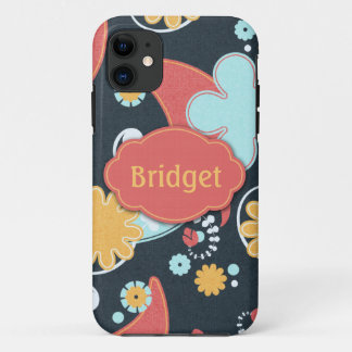Coques Pour iPhone Rétros floraux - ajoutez un nom -