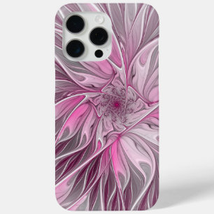 Coque iPhone 15 Pro Max Rêve de fleur rose fractal, Motif d'Imaginaire flo